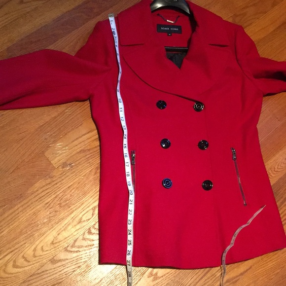 BRAND NEW Black Rivet Red Pea Coat, medium - Picture 10 of 11